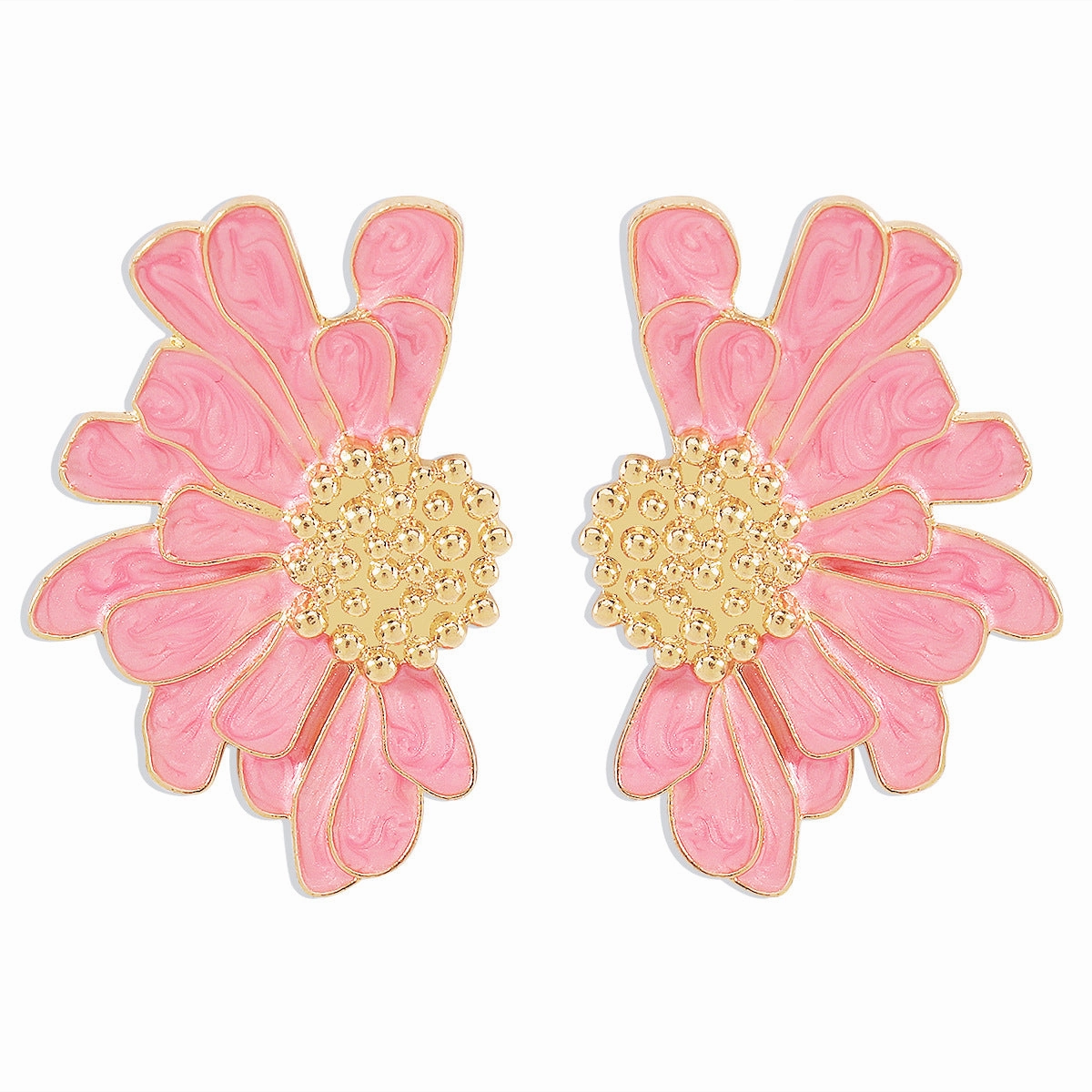 Wholesale Vintage Texture Gold Floral Earrings