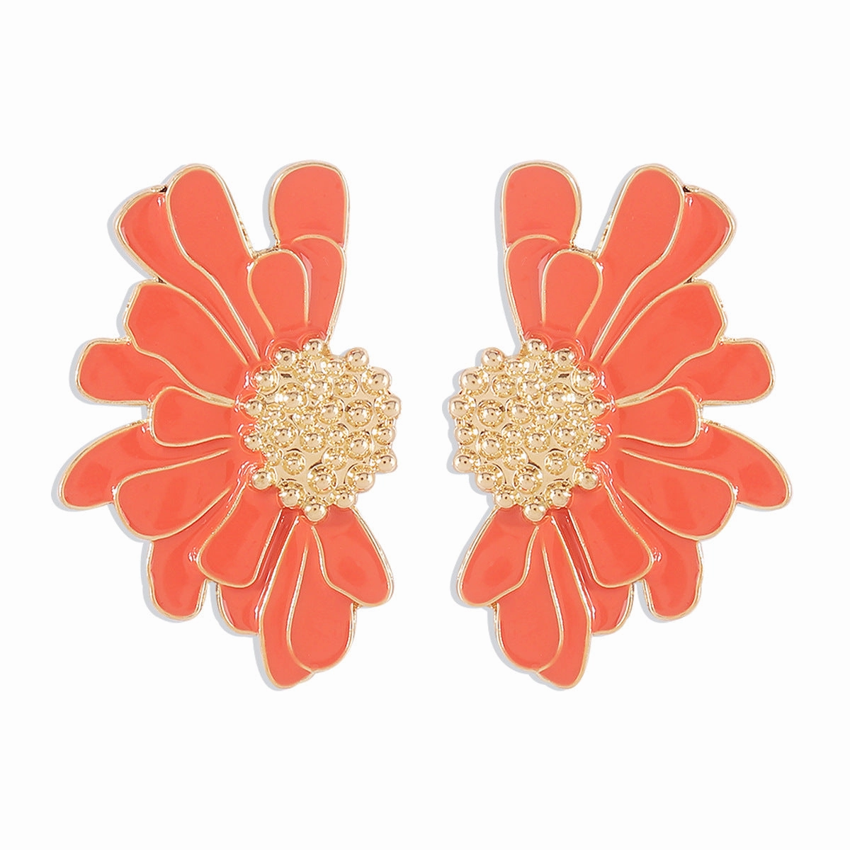 Wholesale Vintage Texture Gold Floral Earrings