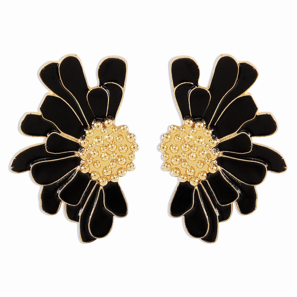 Wholesale Vintage Texture Gold Floral Earrings