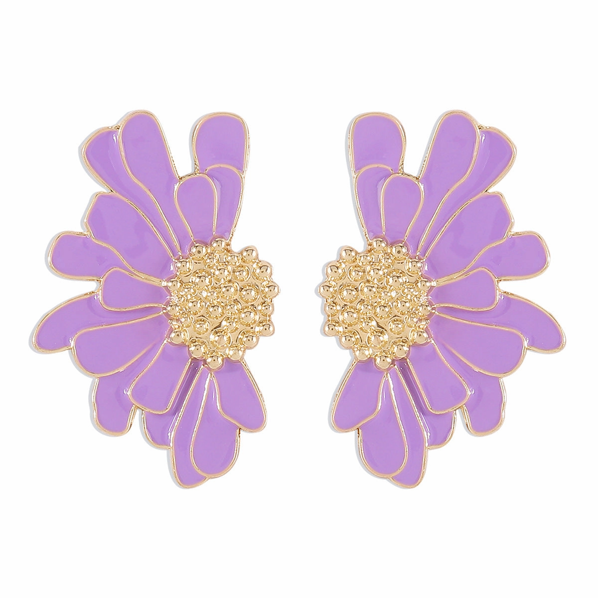 Wholesale Vintage Texture Gold Floral Earrings