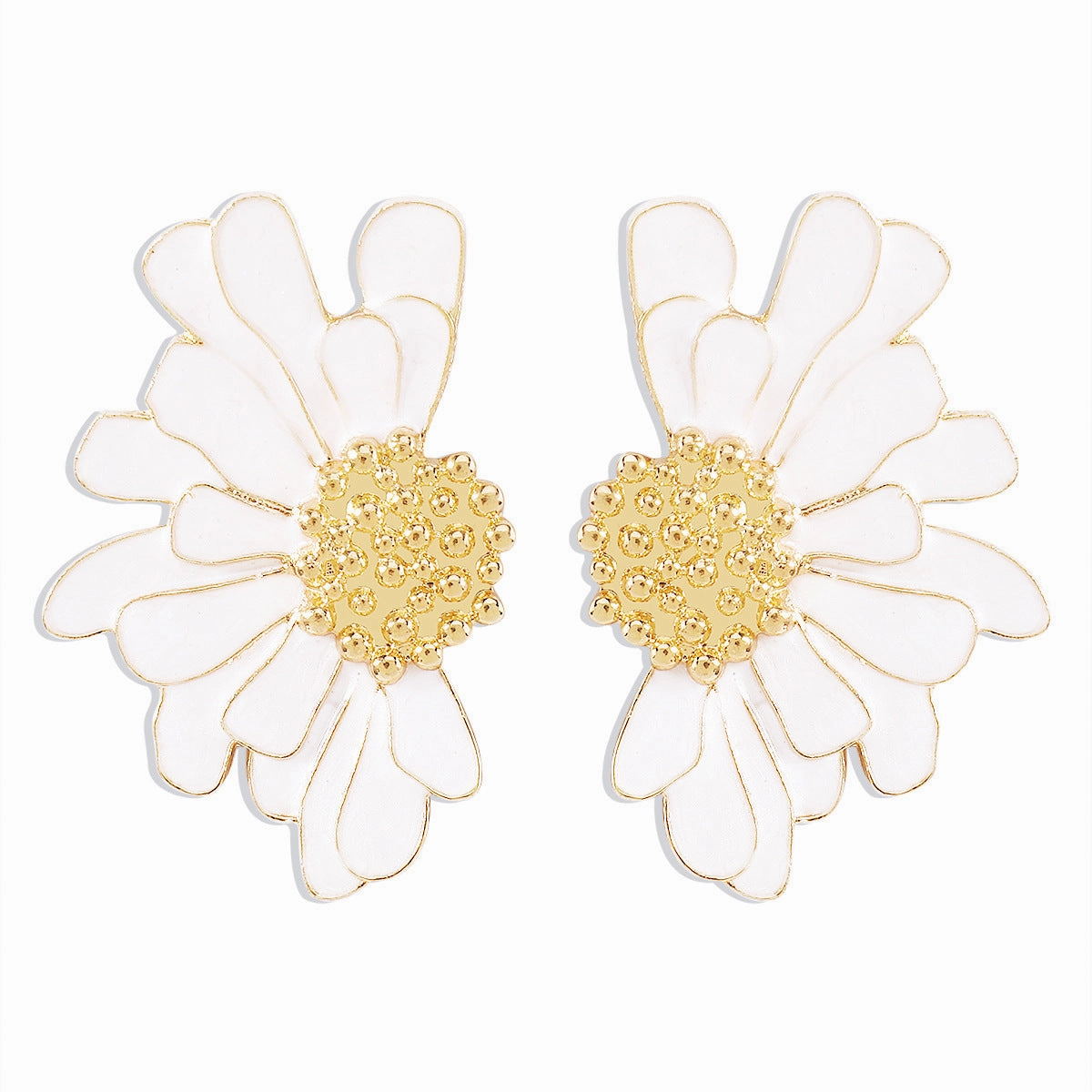 Wholesale Vintage Texture Gold Floral Earrings