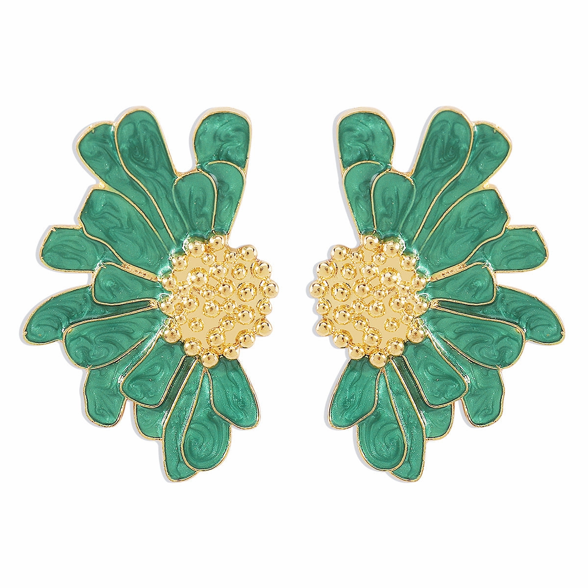 Wholesale Vintage Texture Gold Floral Earrings