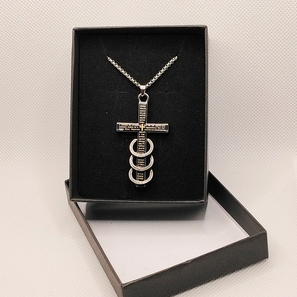 Wholesale Vintage Three Ring Cross Pendant Necklace