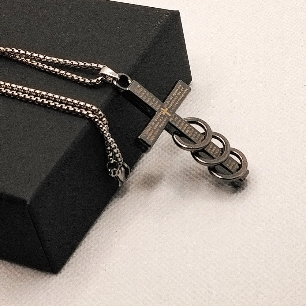 Wholesale Vintage Three Ring Cross Pendant Necklace