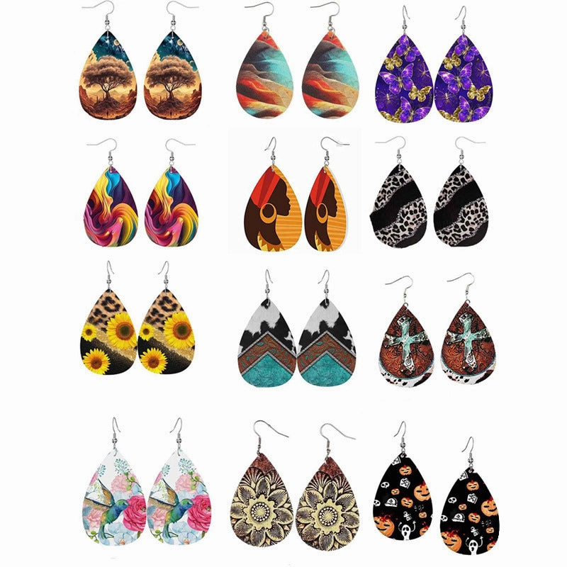 Wholesale Vintage Tree of Life Leather Earrings