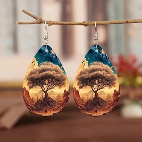 Wholesale Vintage Tree of Life Leather Earrings
