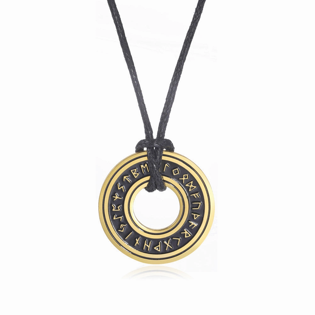 Wholesale Vintage Viking Circle Pendant Stainless Steel Men's Necklace