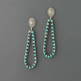 Wholesale Vintage Water Drop Hollowed Out Inlaid Turquoise Alloy Earrings