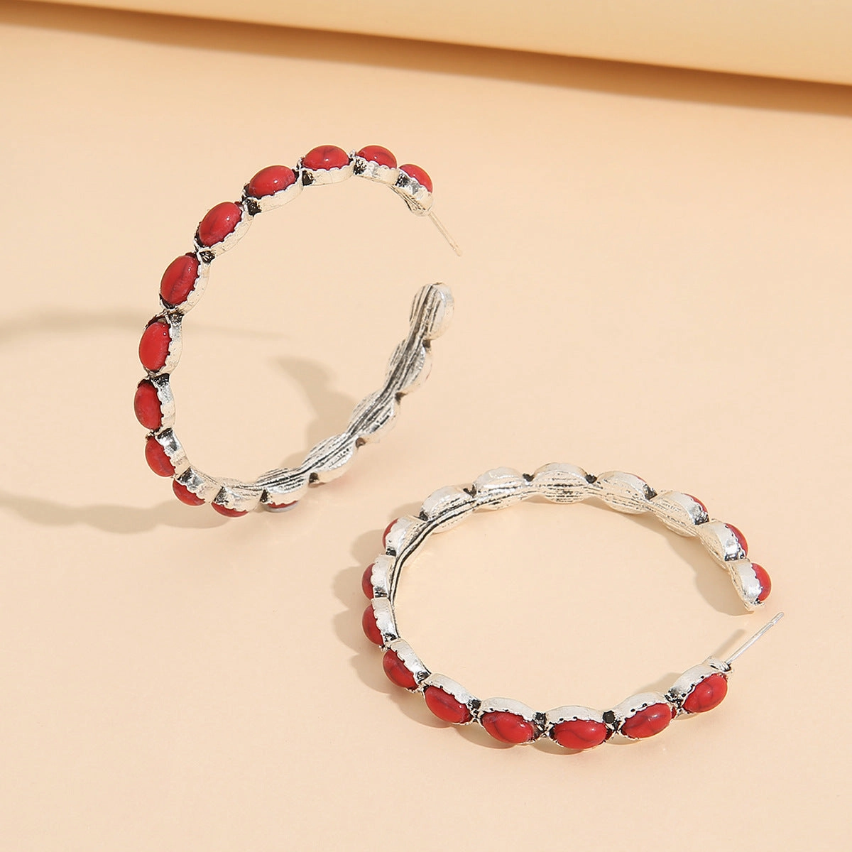 Wholesale Vintage Western Turquoise Big Circle Alloy Earrings