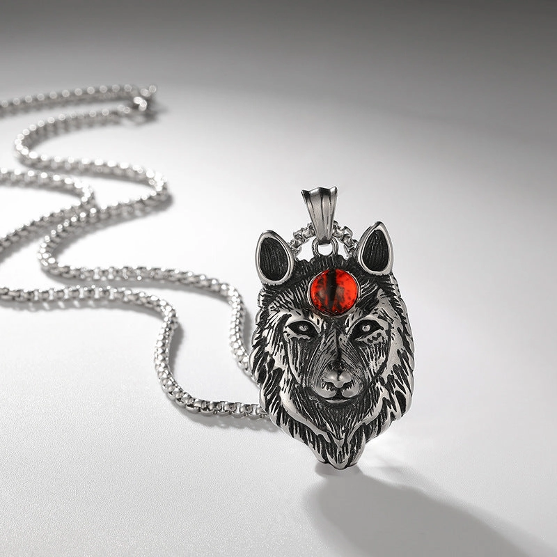 Wholesale Vintage Wolf Head Stainless Steel Necklace