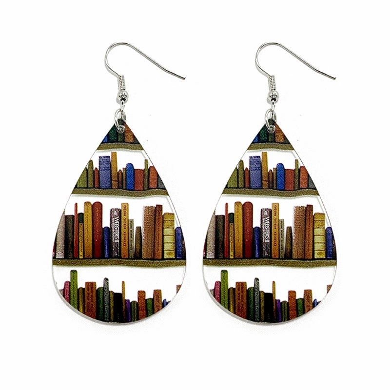 Wholesale Water Drop Stitching Bookshelf Acrylic Earrings