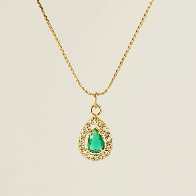 Wholesale Water drop zircon necklace female 18K stainless steel pendant clavicle chain