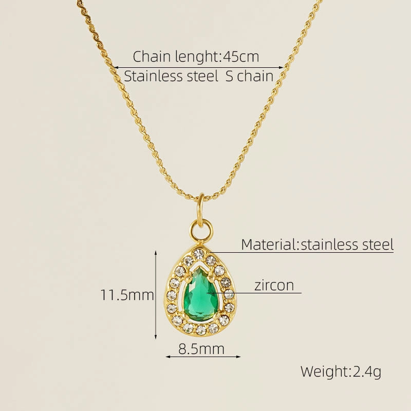 Wholesale Water drop zircon necklace female 18K stainless steel pendant clavicle chain