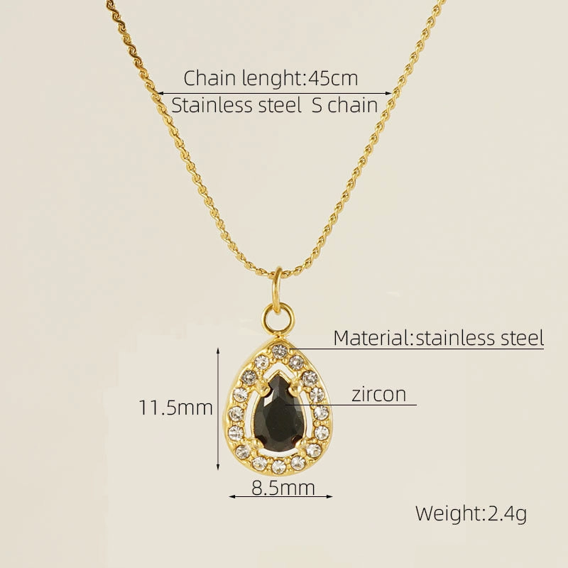 Wholesale Water drop zircon necklace female 18K stainless steel pendant clavicle chain