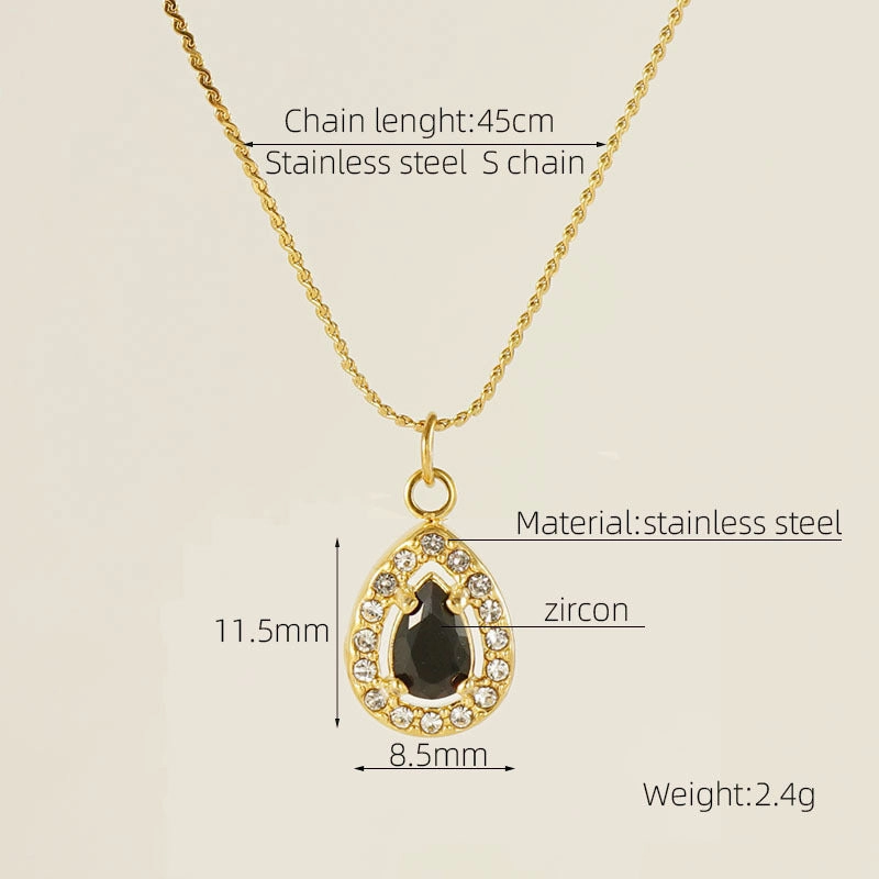 Wholesale Water drop zircon necklace female 18K stainless steel pendant clavicle chain