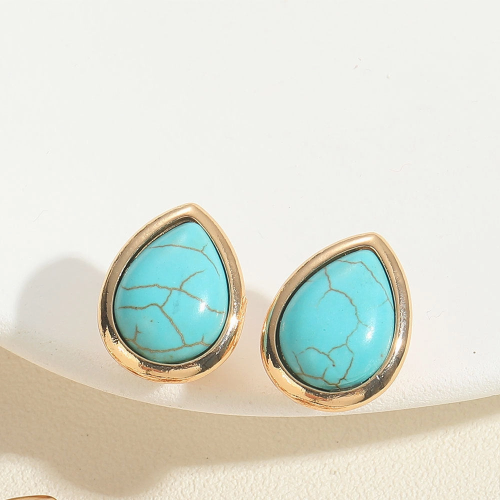 Wholesale Water Droplet Type Turquoise ABS Pearl Earrings