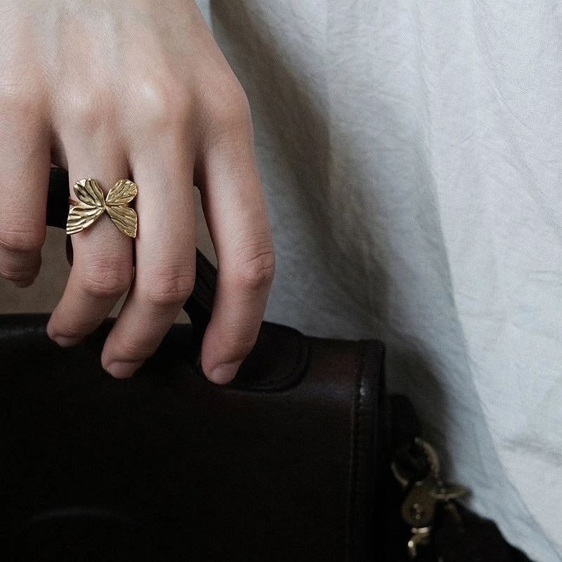 Wholesale Water Shell Inlay Autumn and Winter Trend Fashion Niche Design Light Luxury High-end Open Rings