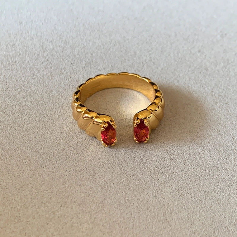 Wholesale Water Shell Inlay Autumn and Winter Trend Fashion Niche Design Light Luxury High-end Open Rings