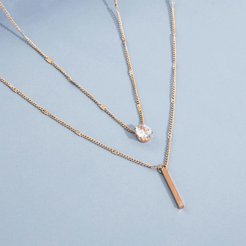 Wholesale Waterdrop Double Layer Metal Necklaces