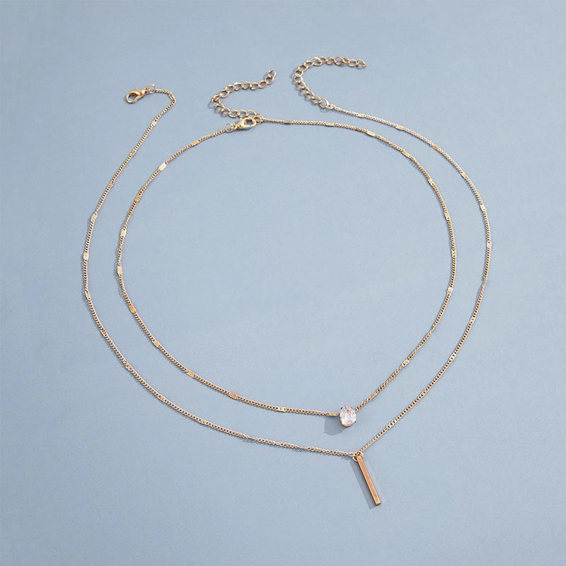 Wholesale Waterdrop Double Layer Metal Necklaces