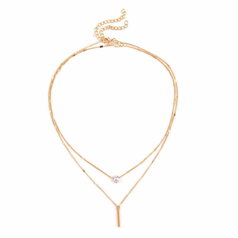 Wholesale Waterdrop Double Layer Metal Necklaces