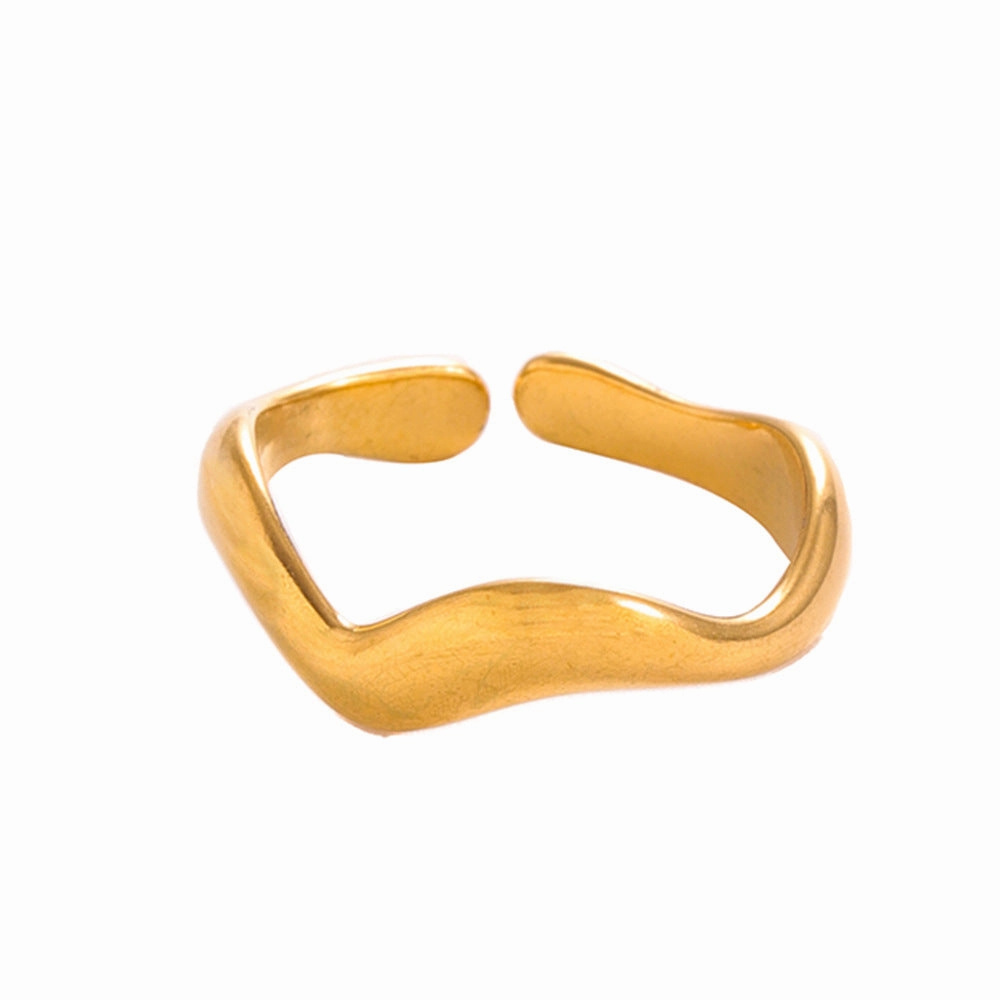 Wholesale Wave plain ring open titanium steel adjustable ring
