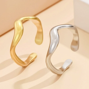 Wholesale Wave plain ring open titanium steel adjustable ring