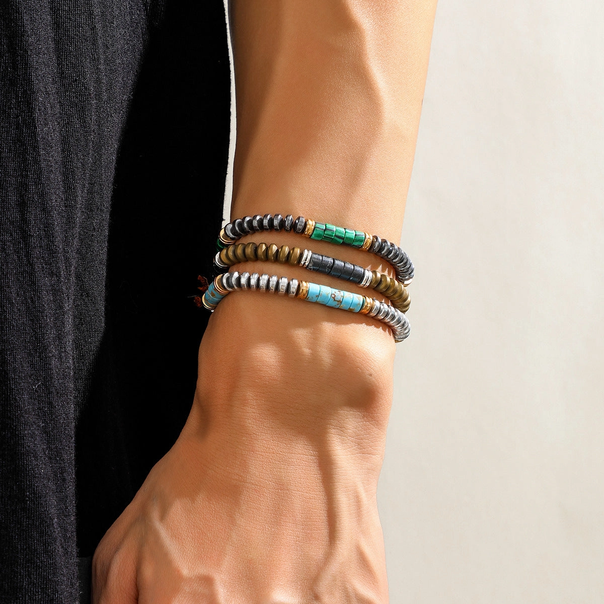 Wholesale Wax Cord Turquoise Adjustable Men's Bracelet