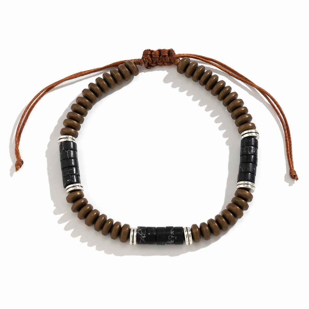 Wholesale Wax Cord Turquoise Adjustable Men's Bracelet
