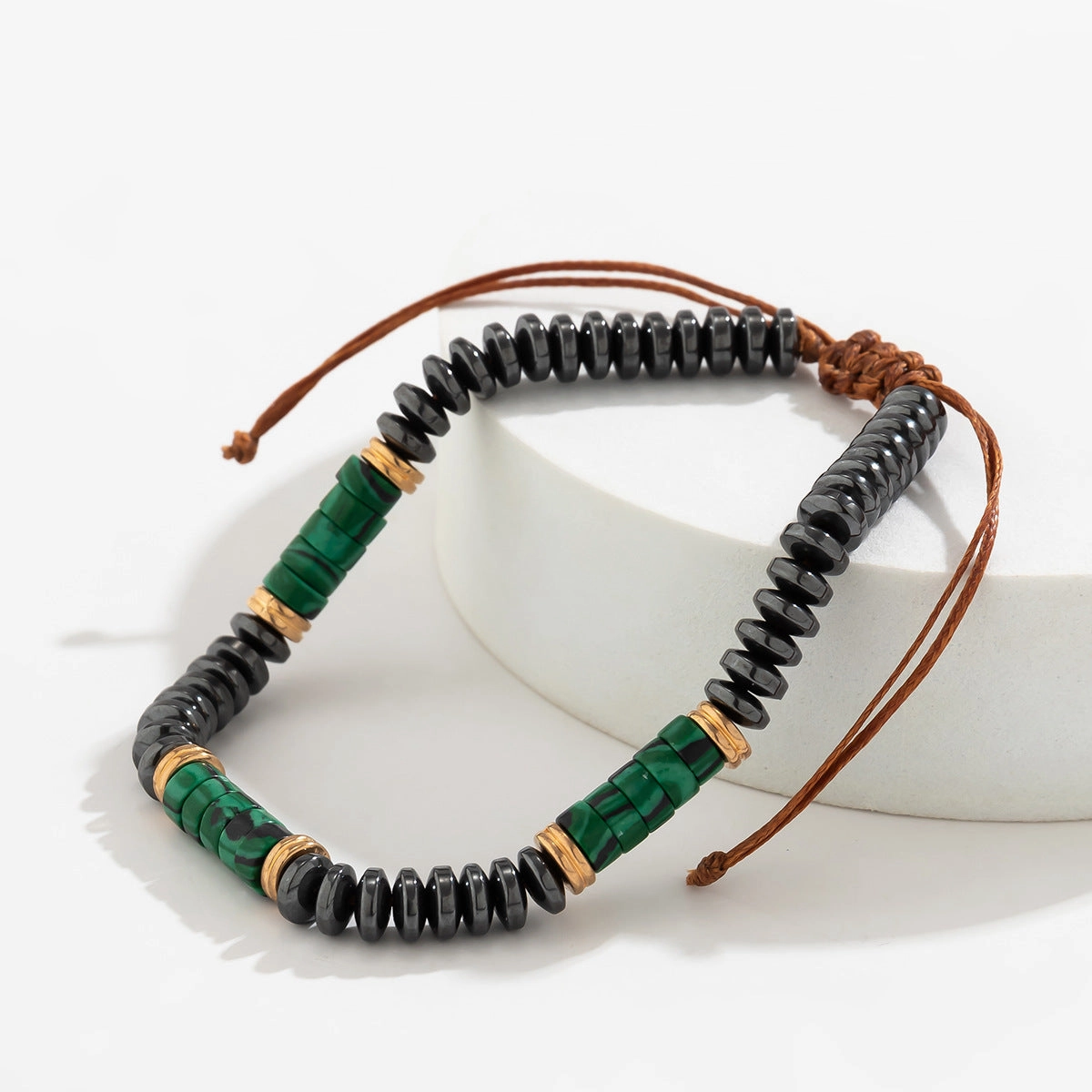 Wholesale Wax Cord Turquoise Adjustable Men's Bracelet