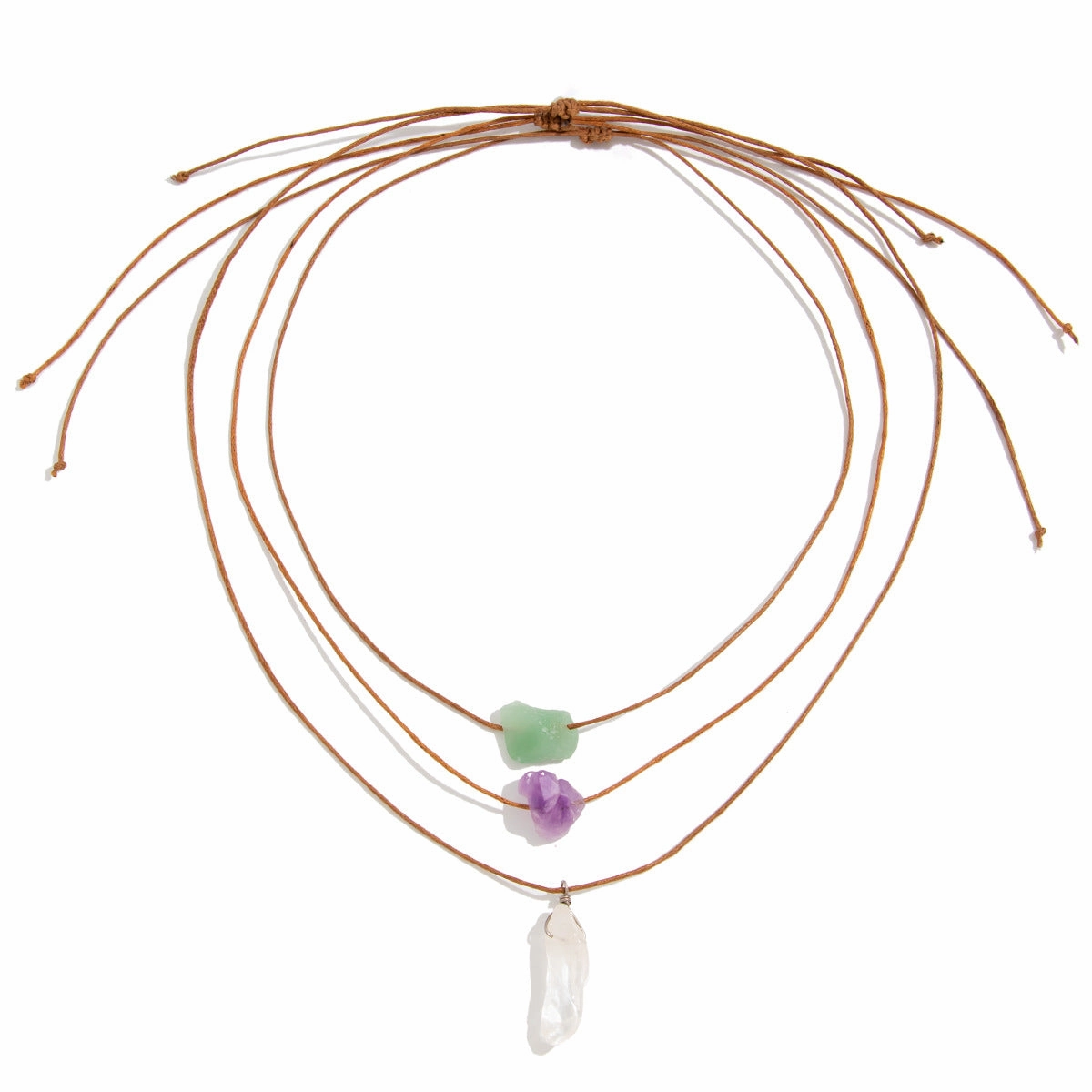 Wholesale Wax Wire Crystal Tassel Retro Ethnic Style Irregular Gravel Pendant Necklace