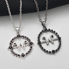Wholesale Wednesday Necklace Cut-out Round Letter W Pendant