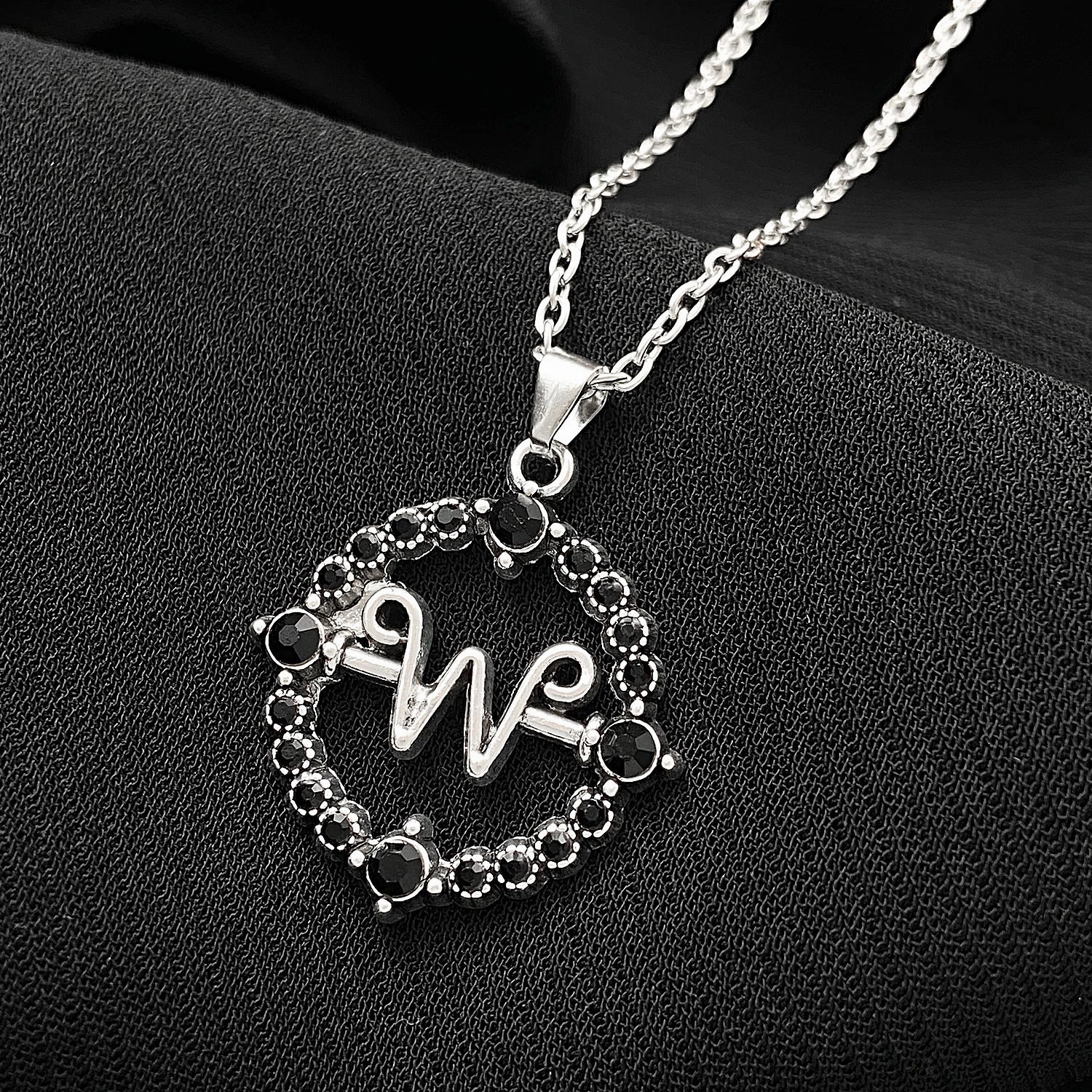Wholesale Wednesday Necklace Cut-out Round Letter W Pendant