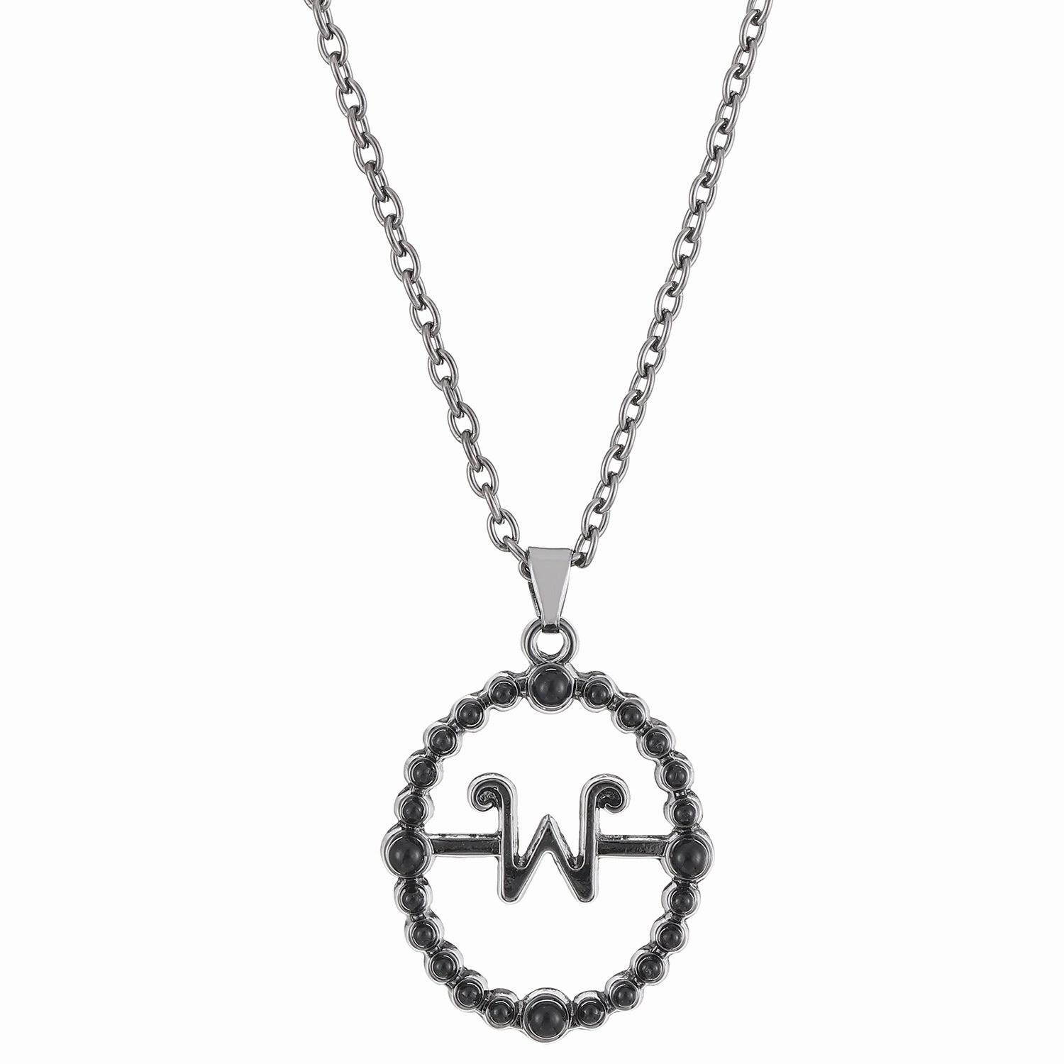 Wholesale Wednesday Necklace Cut-out Round Letter W Pendant