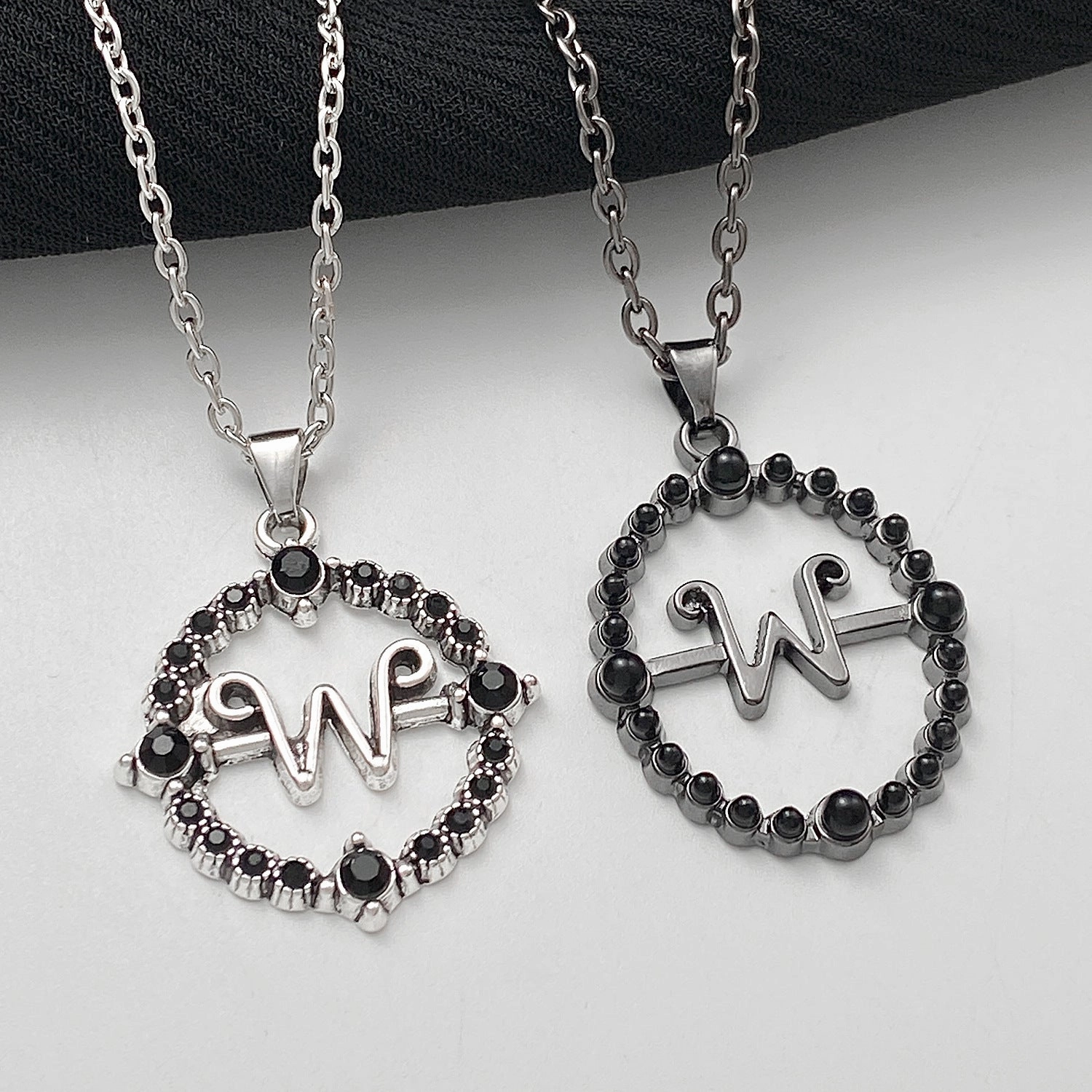 Wholesale Wednesday Necklace Cut-out Round Letter W Pendant