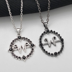 Wholesale Wednesday Necklace Cut-out Round Letter W Pendant