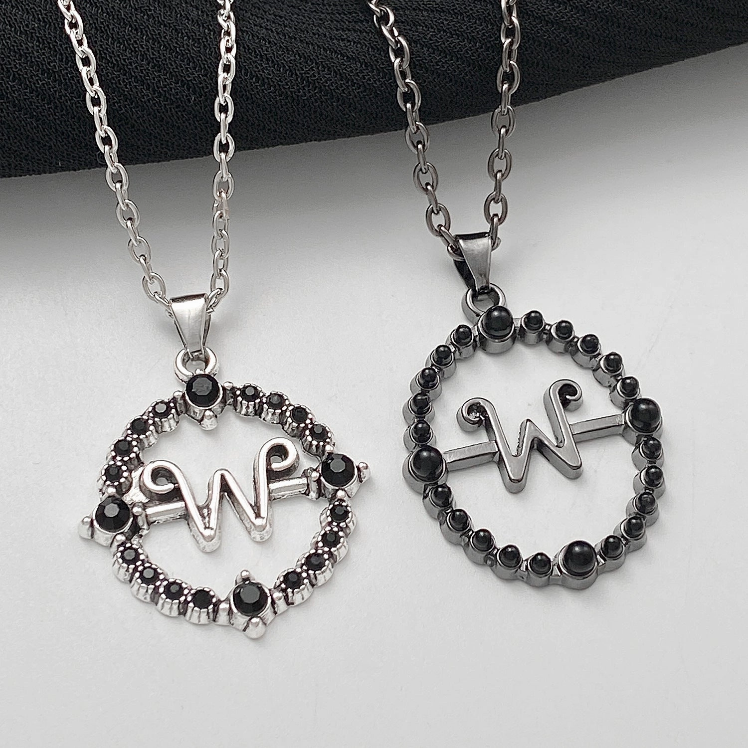 Wholesale Wednesday Necklace Cut-out Round Letter W Pendant