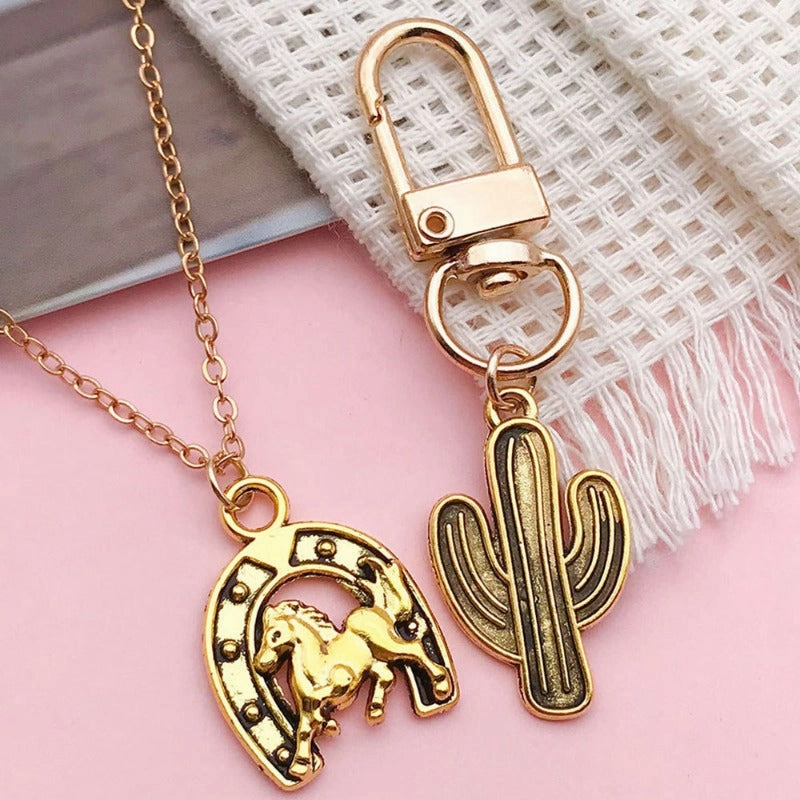 Wholesale Western Cowboy DIY Alloy Boots Gun Cactus Necklace Pendant Accessories