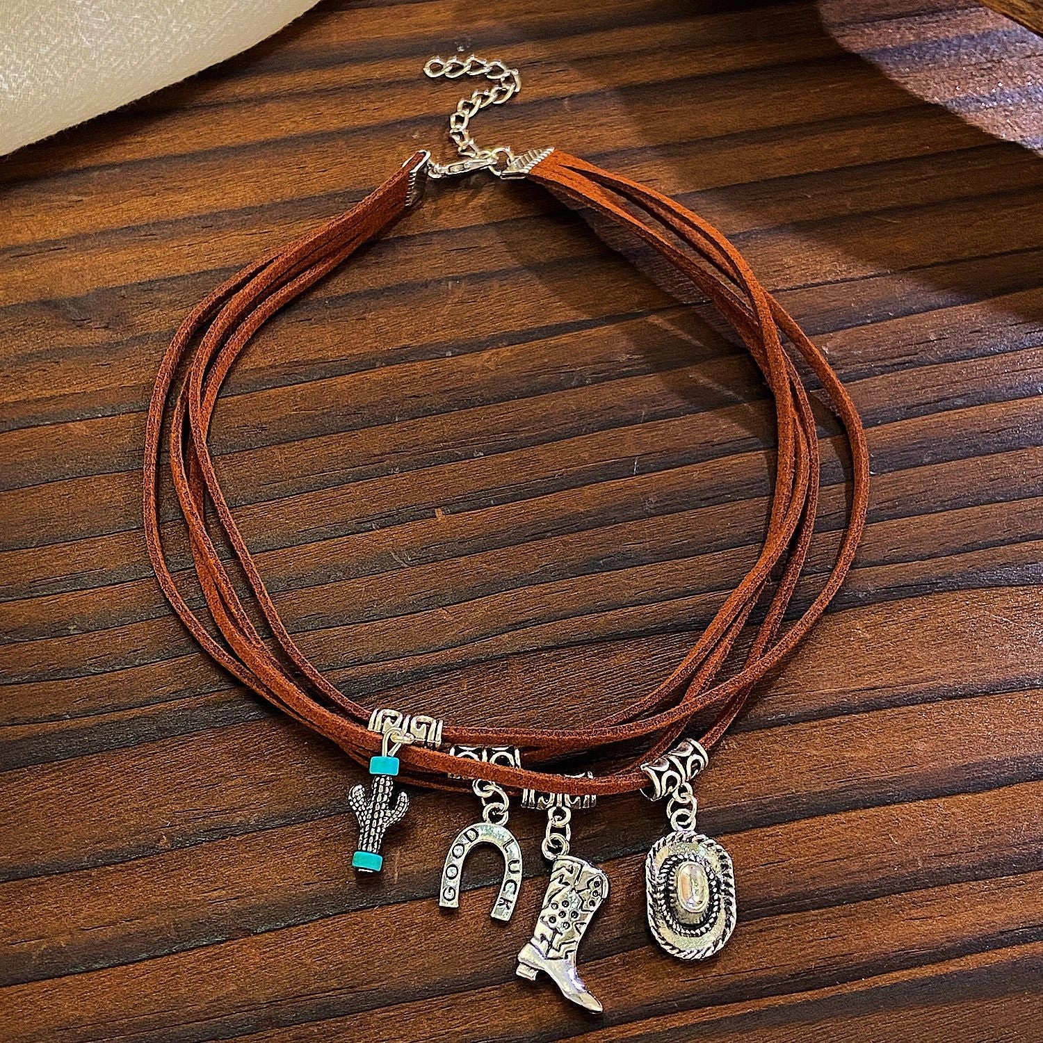 Wholesale Western Cowboy Multi-layered Vintage Boots Horseshoe Necklace
