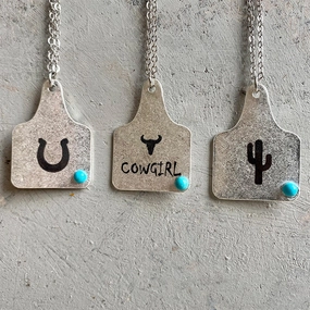 Wholesale Western Cowboy Retro Engraving Cactus Bull Head Horseshoe Turquoise Necklaces