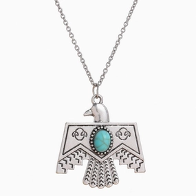 Wholesale Western Denim Alloy Turquoise Eagle Necklace