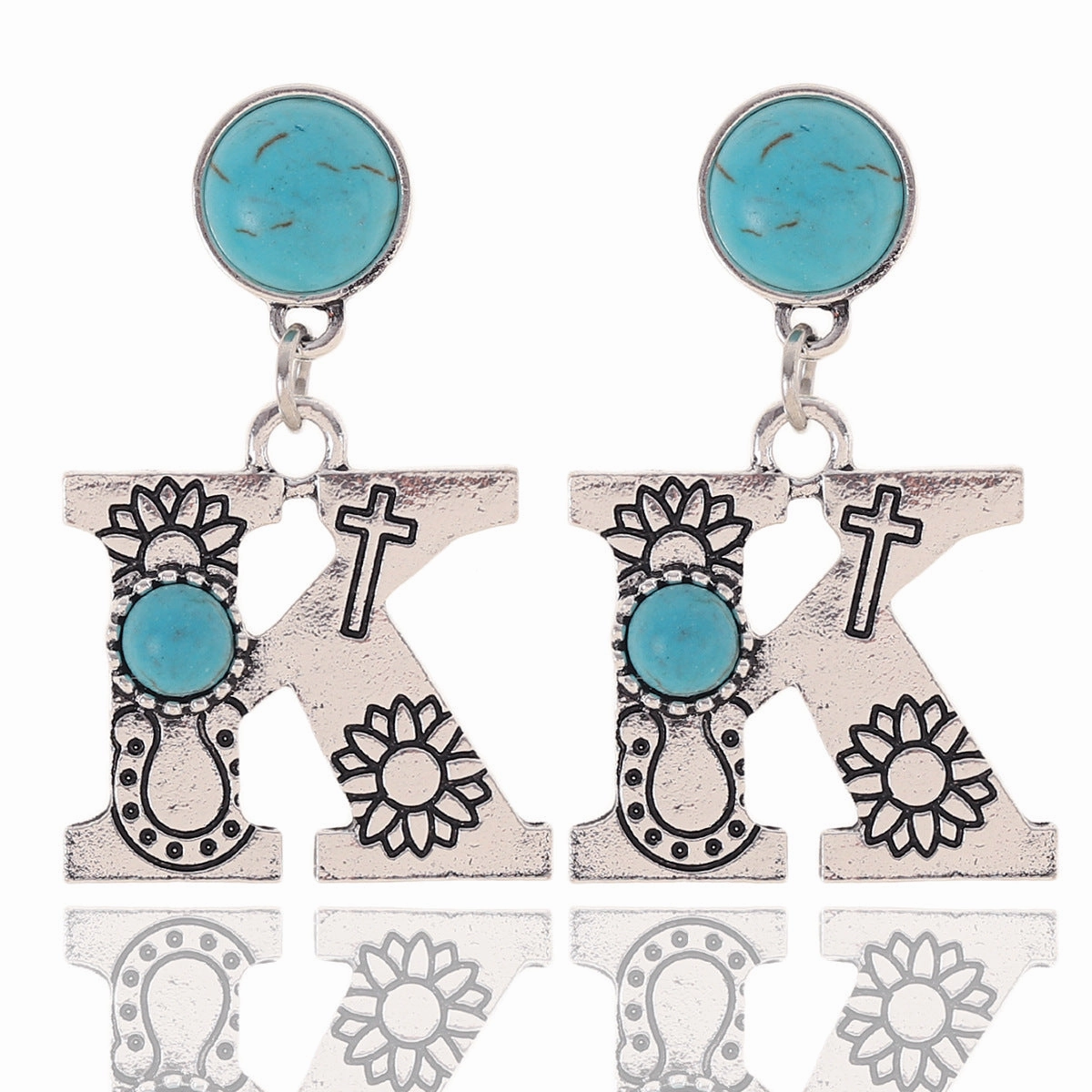 Wholesale Western Denim Sunflower Cactus Alloy Earrings