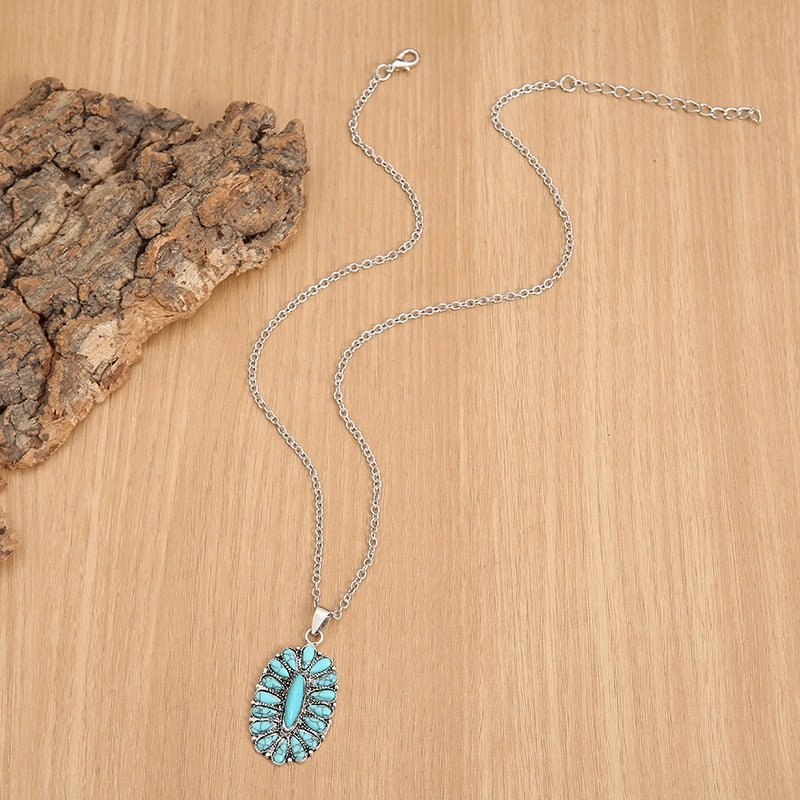 Wholesale Western ethnic retro turquoise necklace