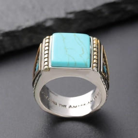 Wholesale Western Honor Thunderbird Feather Turquoise Two-tone Electroplated Ring