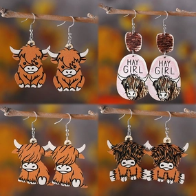 Wholesale Western retro bull head earrings
