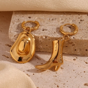 Wholesale Western style cowboy boots and hats, popular gold-plated personalized Earrings