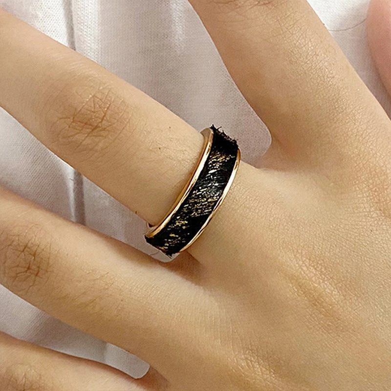 Wholesale Western Style Zinc Alloy Real Gold Plated Genuine Leather Horse Hair Ring