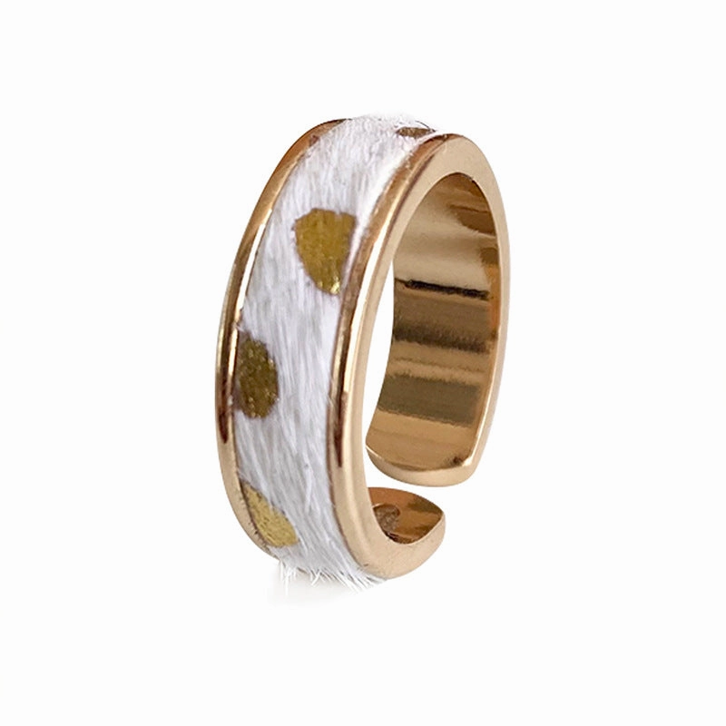 Wholesale Western Style Zinc Alloy Real Gold Plated Genuine Leather Horse Hair Ring