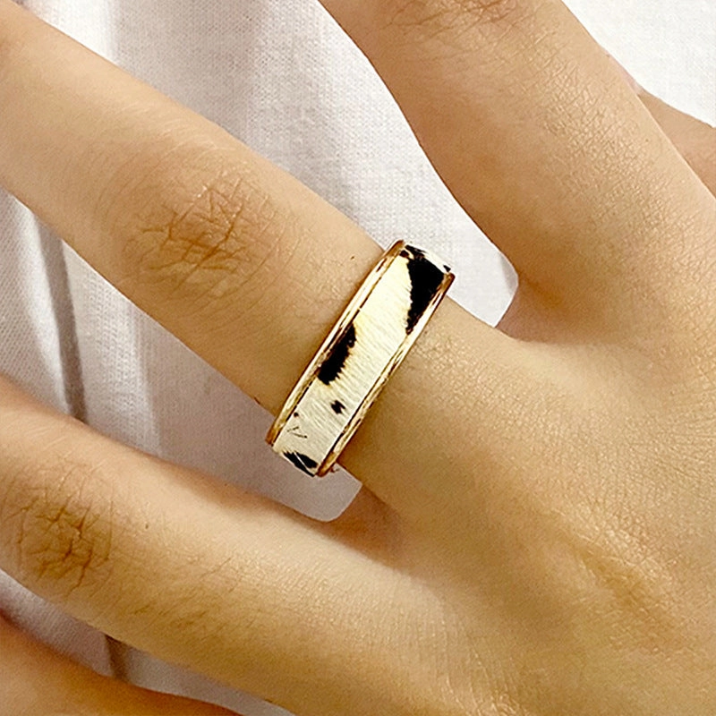 Wholesale Western Style Zinc Alloy Real Gold Plated Genuine Leather Horse Hair Ring