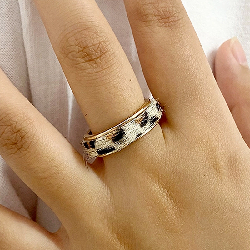 Wholesale Western Style Zinc Alloy Real Gold Plated Genuine Leather Horse Hair Ring
